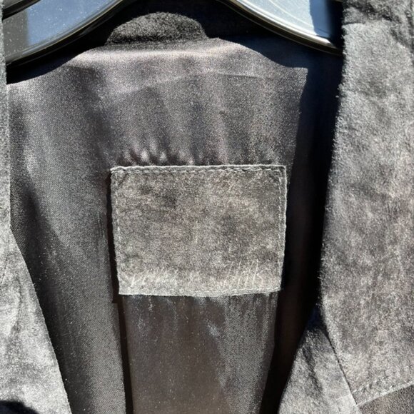 Women's Vintage (90s) Black Leather Fringe Western Duster - Picture 5 of 10